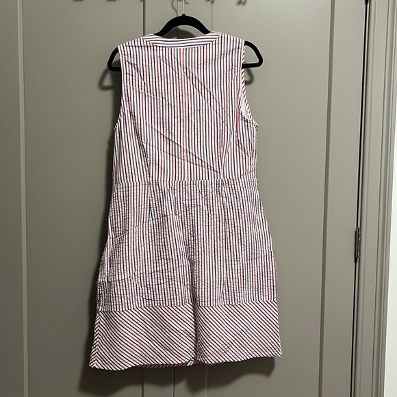 Vineyard Vines NWT Firework Seersucker Tie Front Dress Striped Size 14 - Picture 2 of 2